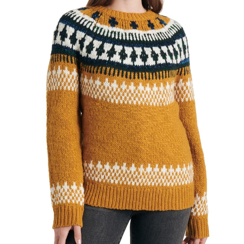 Lucky brand mustard fair isle sweater NWT